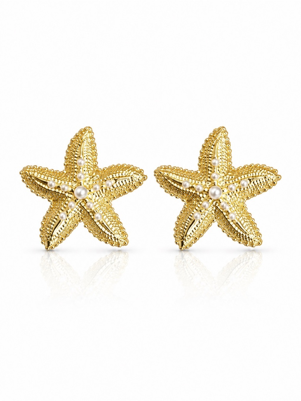 Gold Starfish Stud Earrings